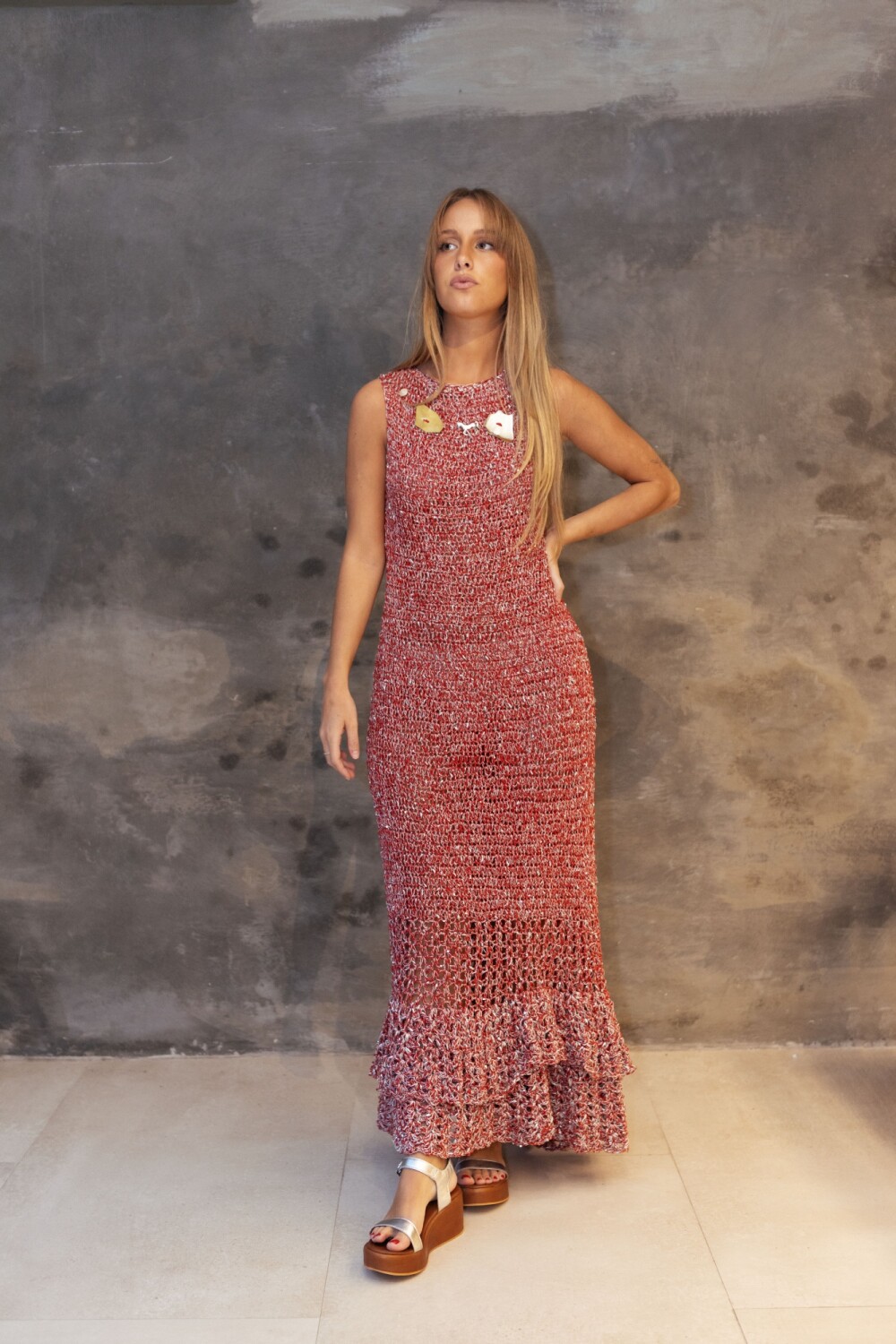 Gala Crochet Dress Rojo