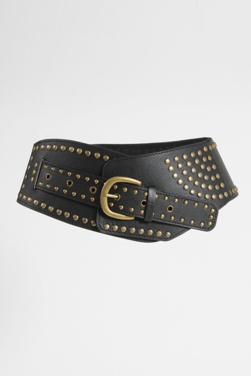 Cinturón faja tachas marrón