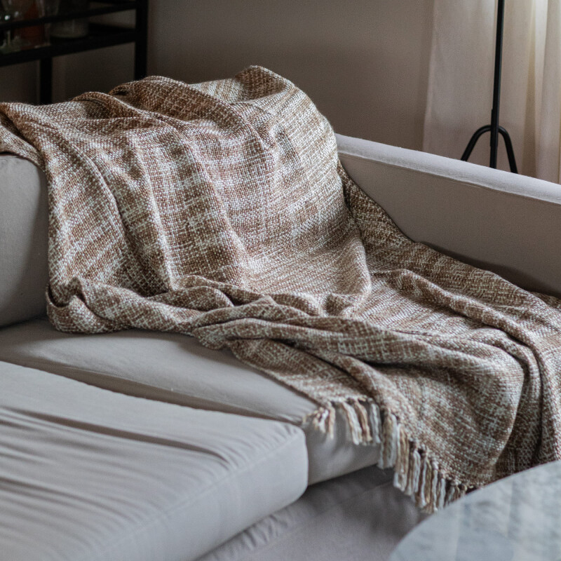 Manta para sillón y cama algodón Rústica beige 230cm