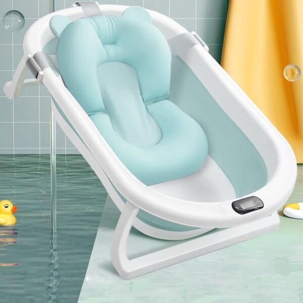 Baño Plegable Termómetro + Colchón Bebé Baby Antideslizante Color Variante Celeste