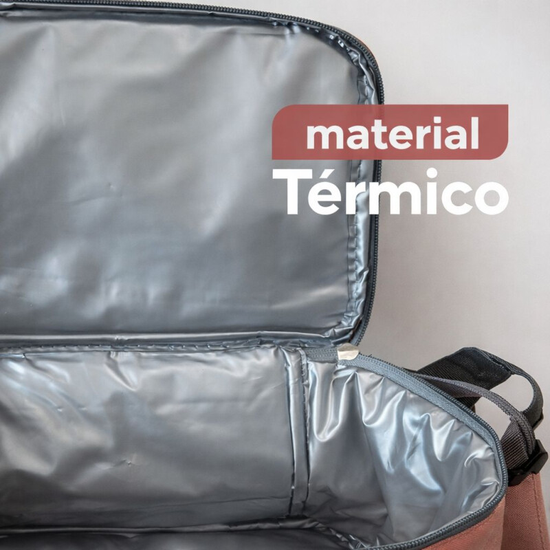 Lunchera Térmica Impermeable con Correa Ajustable Modelo Cuadrado Salmon