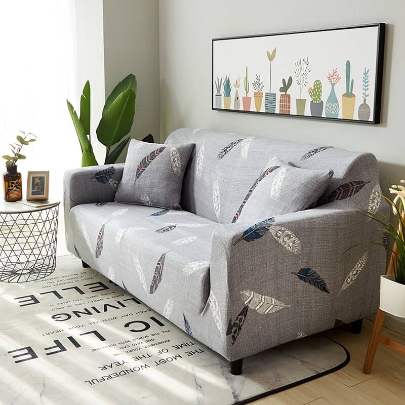 Funda sillón 4 cuerpos estampada Plumas