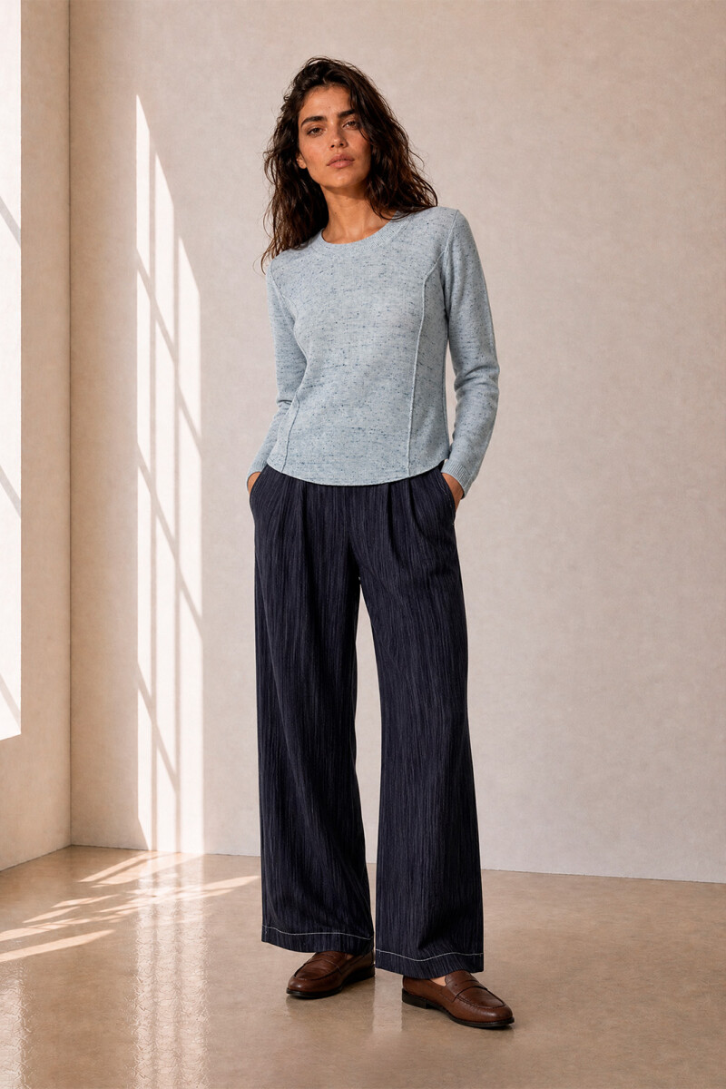 SWEATER U BOUTONE CELESTE