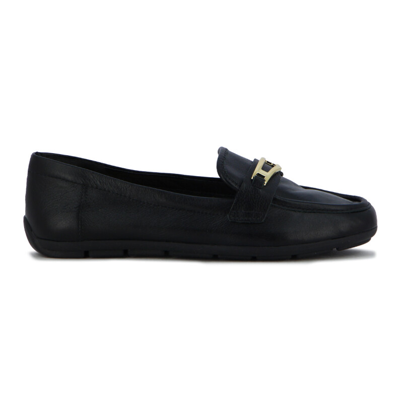 Comfortflex Zapato Mocarin Cuero C/ Hebilla De Dama Negro