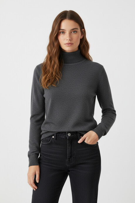 Polera Shawly Gris Melange Oscuro