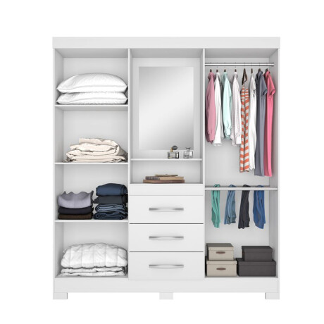 ROPERO 4 PUERTAS 3 CAJONES GUARDARROPA ARMARIO PLACARD CLOSET CON ESPEJO Y ESPACIO DE TOCADOR BLANCO - FLEX