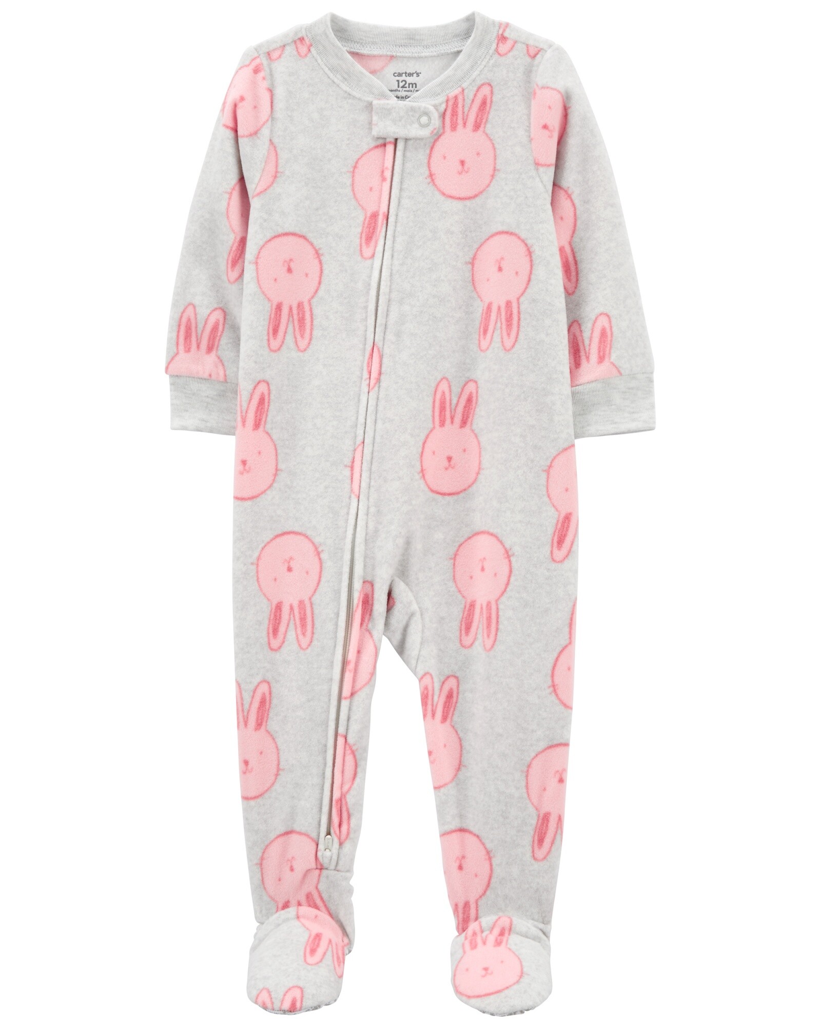 Pijama una pieza de micropolar, con pie, diseño conejitos Sin color