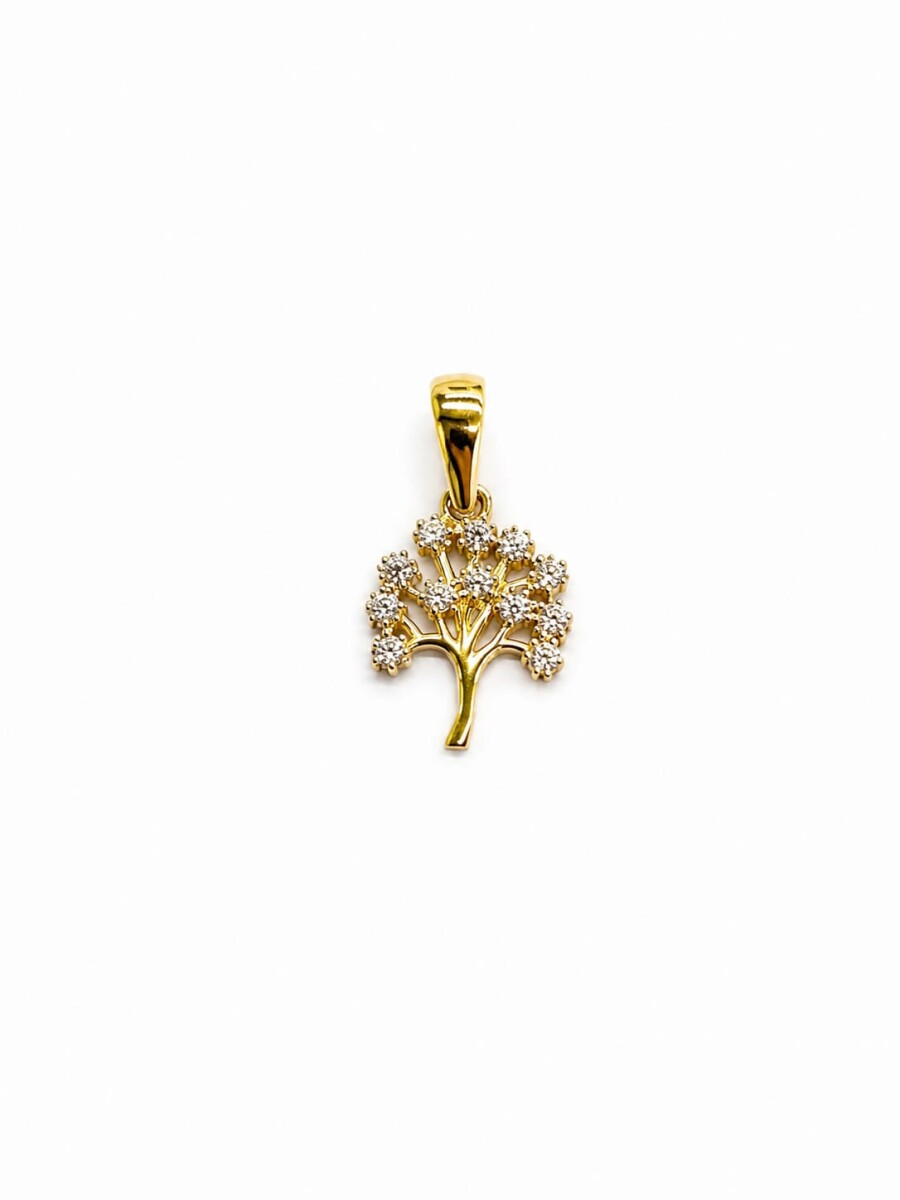 Colgante arbol Oro 10 Kt y zirconias 