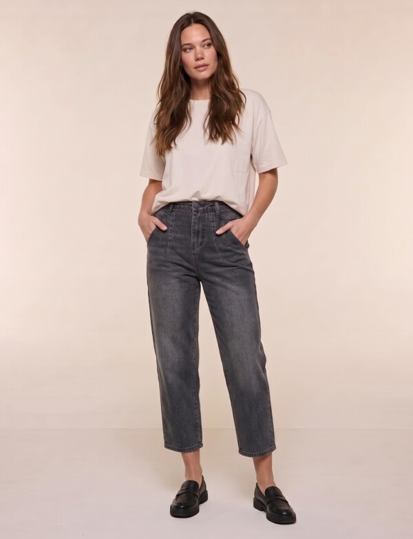 Jean Crop Wide Leg NEGRO