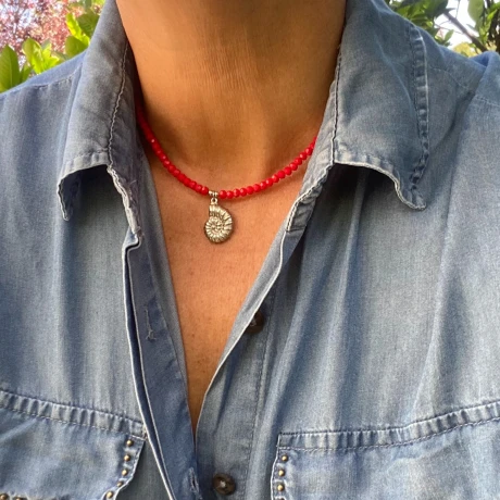 Collar KRILL en acero plateado y cristales Collar KRILL en acero plateado y cristales
