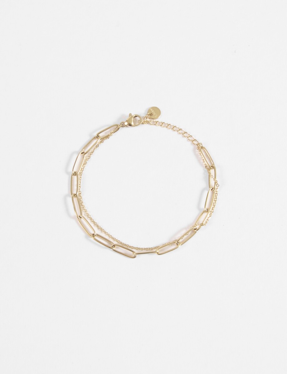 Pulsera de acero doble cadena - dorado 