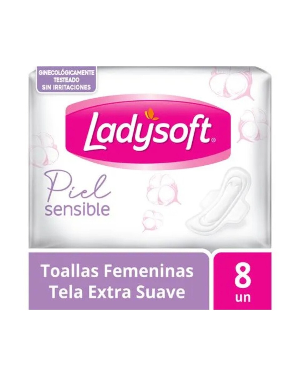 Ladysoft Toallas Femeninas Piel Sensible Extra Suave con Alas 8 Unidades | Cuidado para Piel Sensible