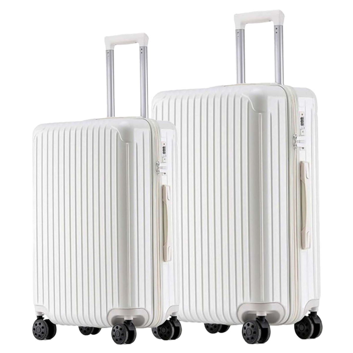 Set X2 Valijas Grande/Mediana Rígida 4 Ruedas 360º Candado - Blanco 