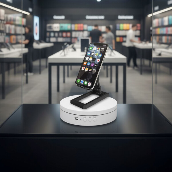 Exhibidor Base Giratorio Automatico Joyas Reloj Celular Y + Color Blanco