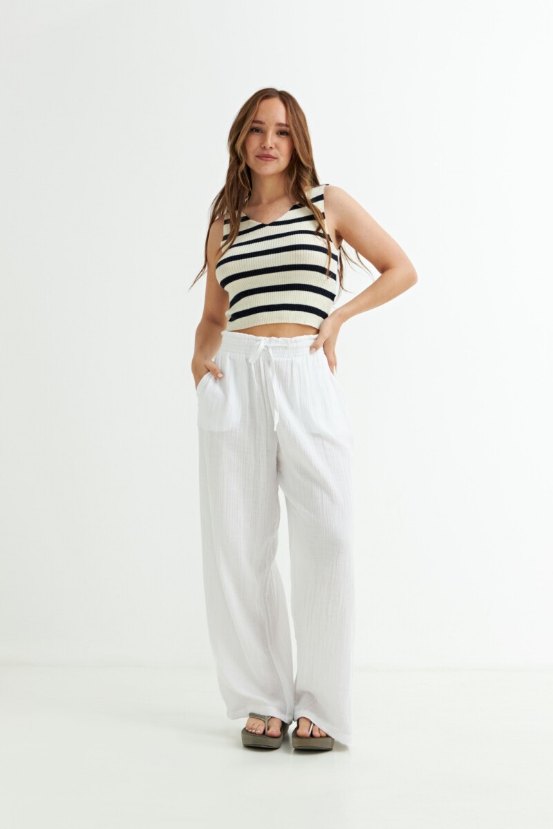 Pantalon amplio de gasa BLANCO