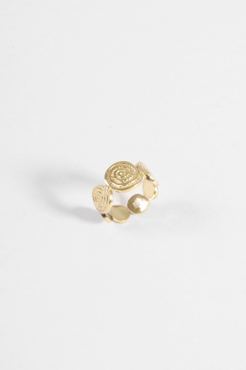 Anillo acero espiral dorado