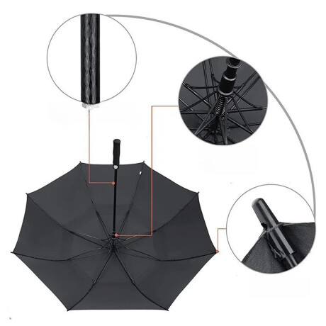 Paraguas Largo Grande Resistente Impermeable Mango Goma Eva Negro
