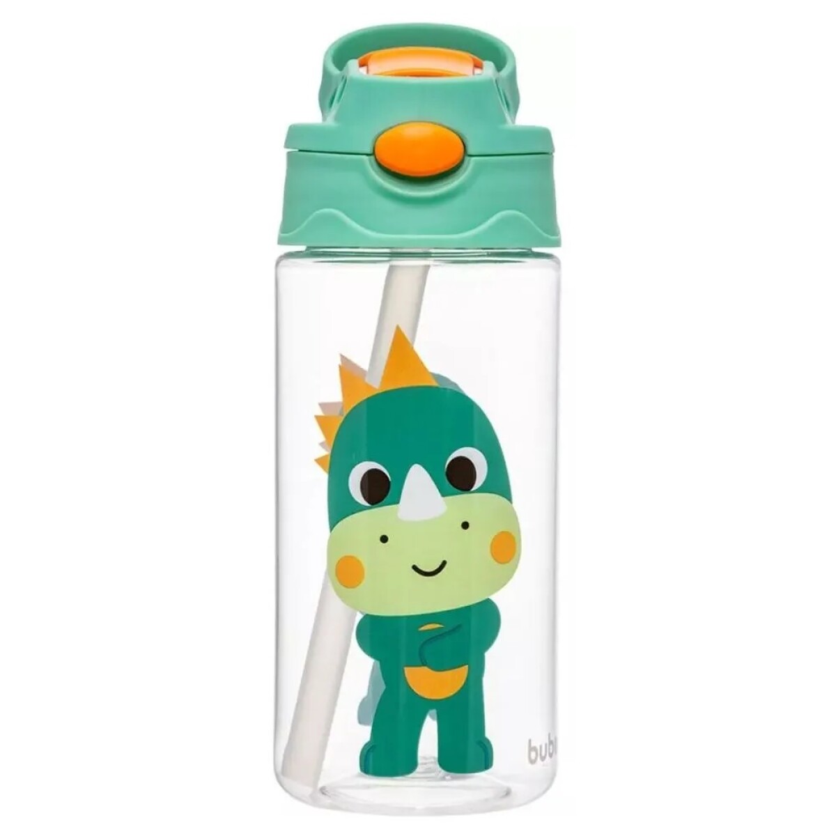 Botella con boquilla y sorbito silicona - Dinosaurio 