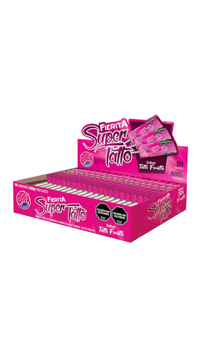 CHUPETIN FIERITA TATTOO TUTTI X50UNID PALETA MASTICABLE 600GR 