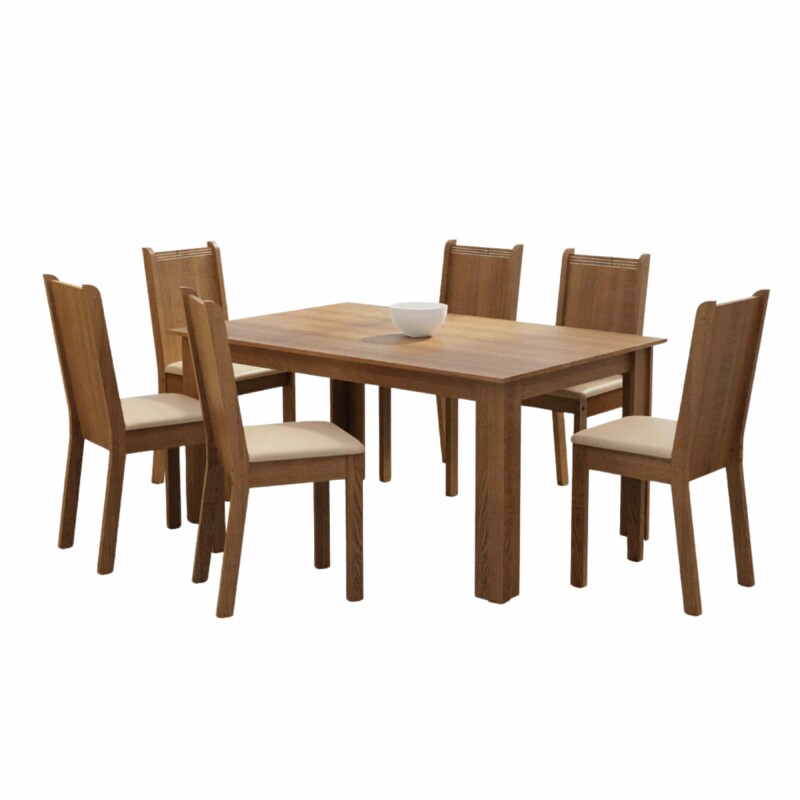 Juego de comedor Mesa de madera y 6 sillas rústicas Juego de comedor Mesa de madera y 6 sillas rústicas