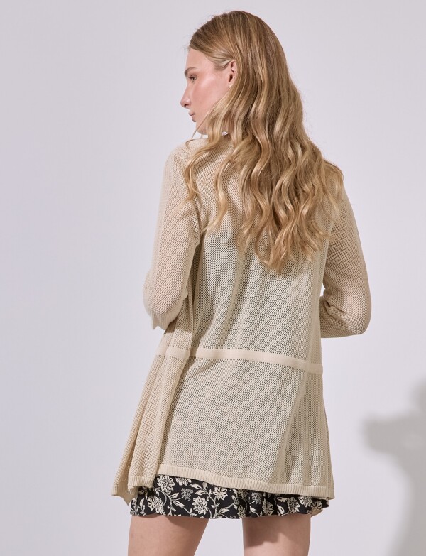 Cardigan Algodón Calado BEIGE