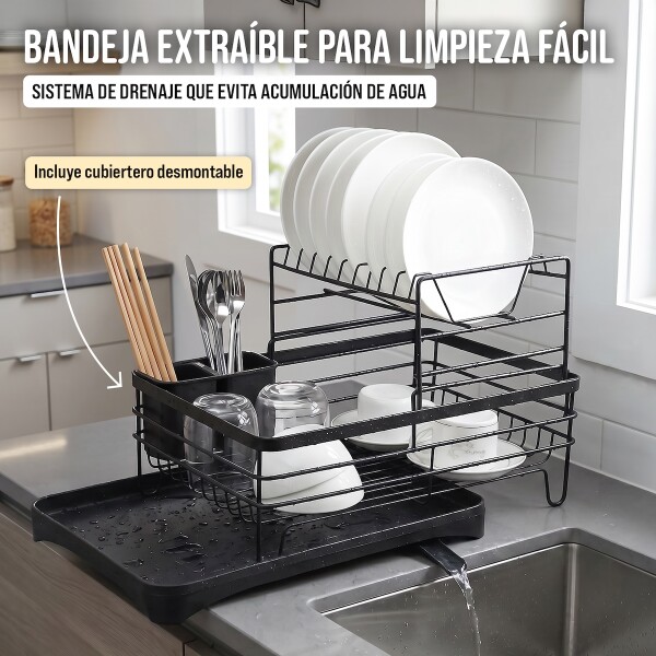 Escurridor Seca Platos Vajilla 2 Niveles Con Bandeja Drenaje Agua Cocina Imback Color Negro Escurridor Seca Platos Vajilla 2 Niveles Con Bandeja Drenaje Agua Cocina Imback Color Negro
