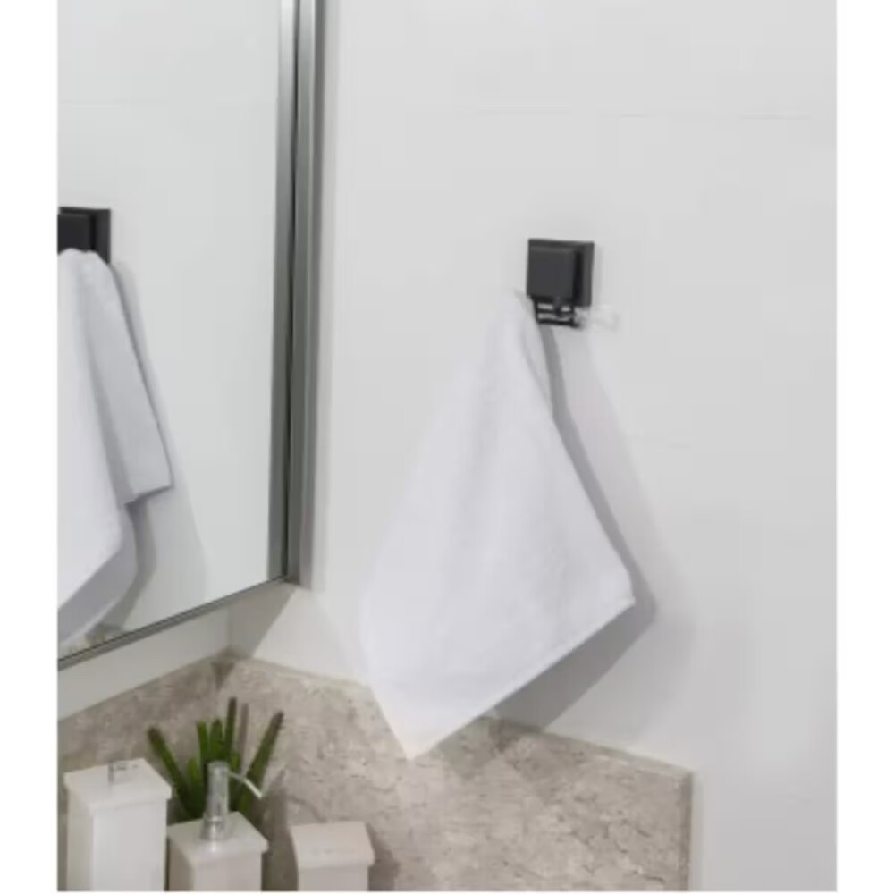 PERCHA CON VENTOSA CUADRADA NEGRO MATE Percha Con Ventosa Cuadrada Negro Mate