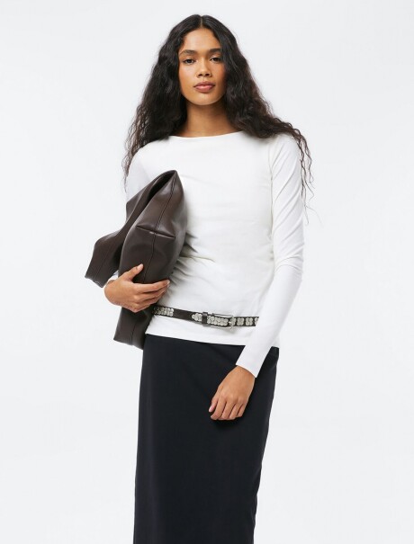 BLUSA DE MANGA LARGA CON ELASTANO BLANCO