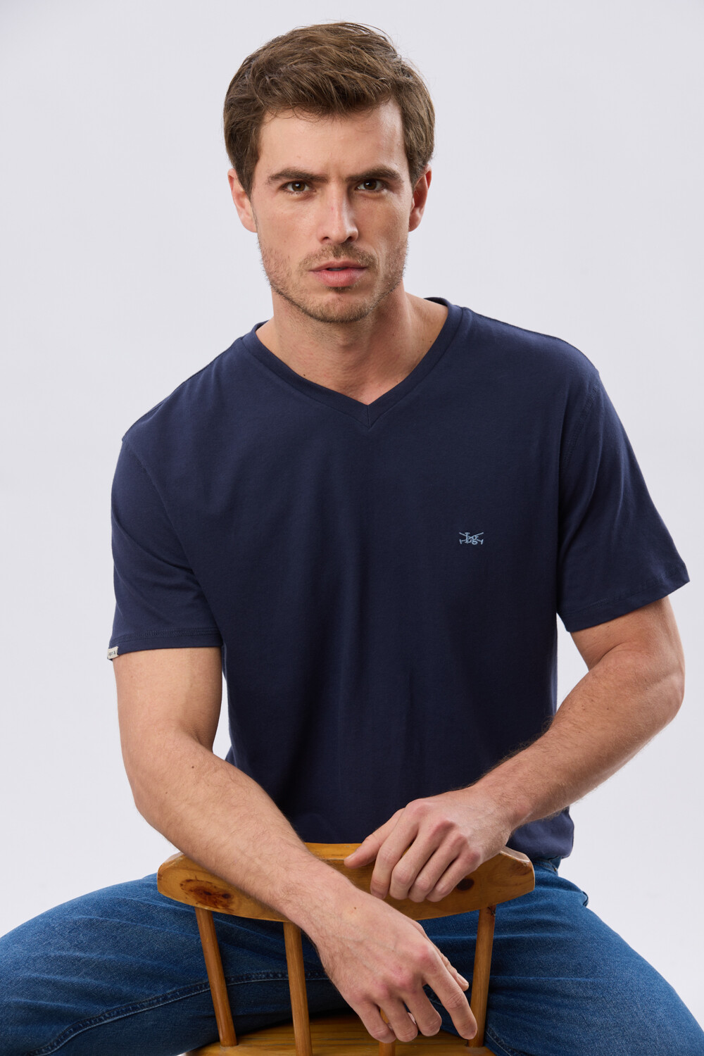 REMERA BÁSICA V DE ALGODÓN Azul