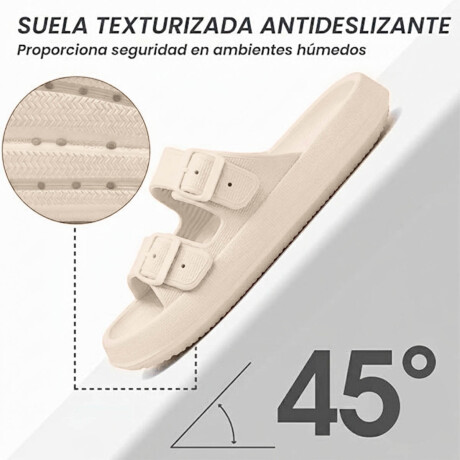 Sandalia Chancleta Hebilla Antideslizante Cómoda Beige