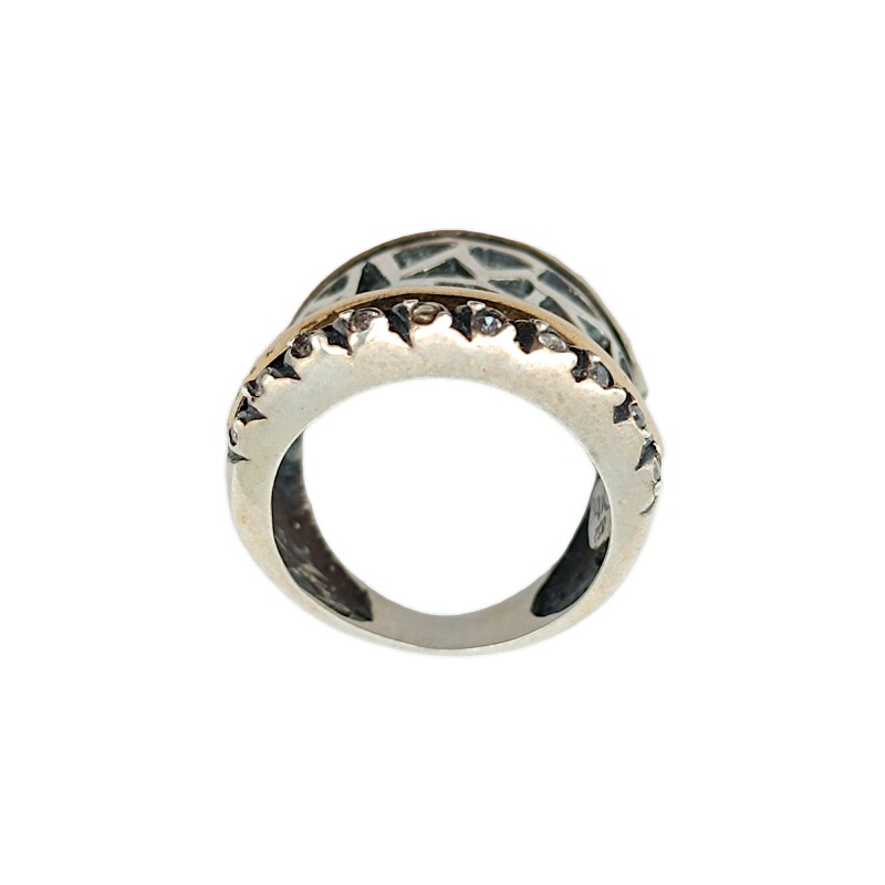 Anillo Calado-Plata y Oro-Piedra Zirconia-AN5602 conpiedra