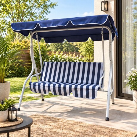 HAMACA DE JARDIN - AZUL CON BLANCO HAMACA DE JARDIN - AZUL CON BLANCO