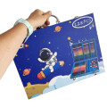 Valija 128 Piezas Marcadores Lápices Crayones Madera Azul