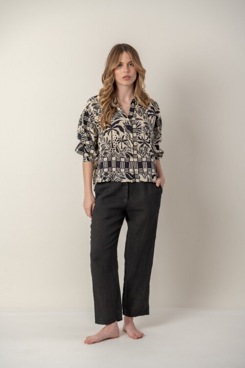 Pantalón de lino Negro