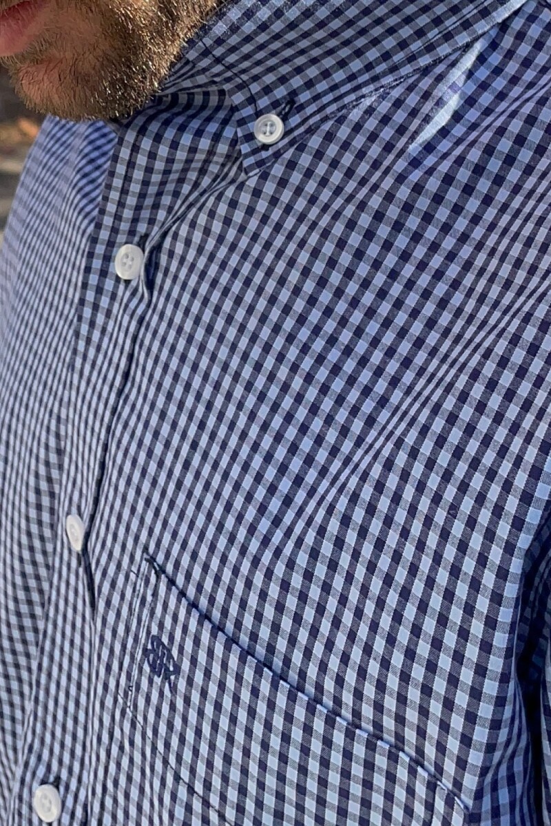 Camisa Escocesa Azul - Celeste