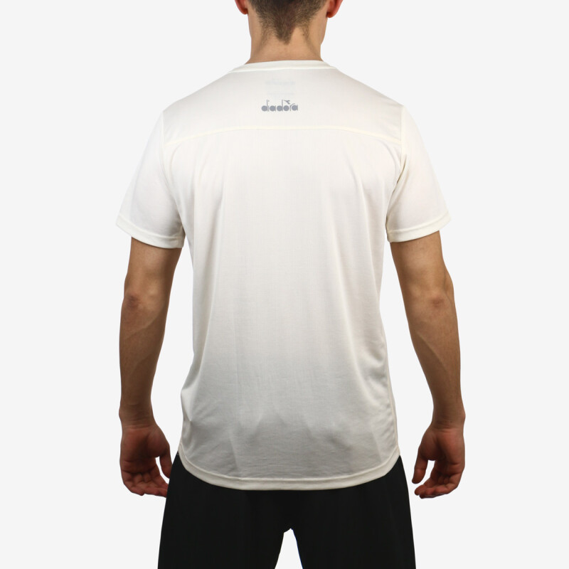 Diadora Hombre T-Shirt Deportivo Chest Stripe Dry Fit Blanco