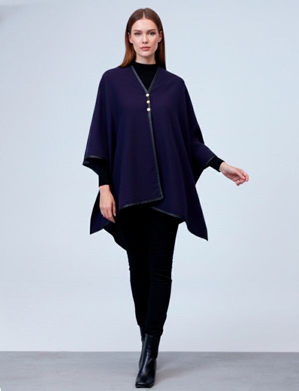 Ruana Botones Ribete AZUL