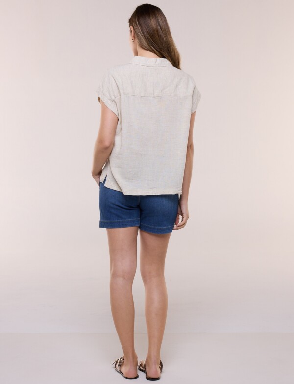 Camisa De Lino Con Bolisillo BEIGE
