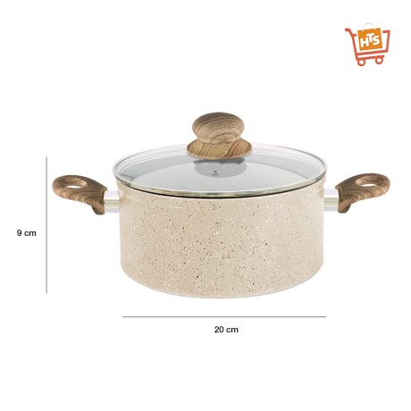 Juego Batería Cocina 7 Pzas Antiadherente Símil Marmol Beige Beige