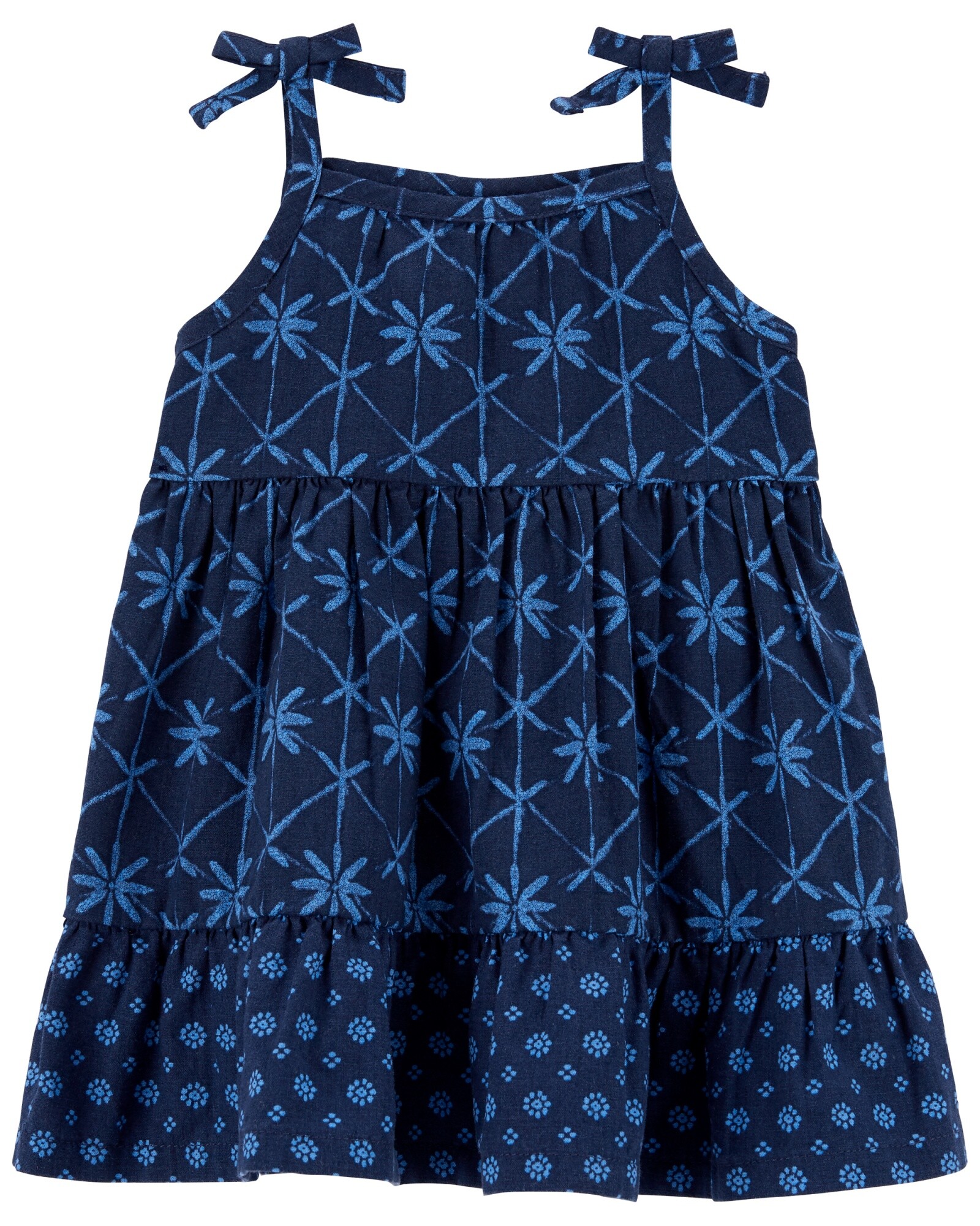 Vestido solera de lino escalonada Sin color