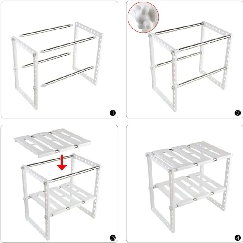 Estante Organizador Cocina 2 Niveles Ajustable Expendible Gris claro Estante Organizador Cocina 2 Niveles Ajustable Expendible Gris claro