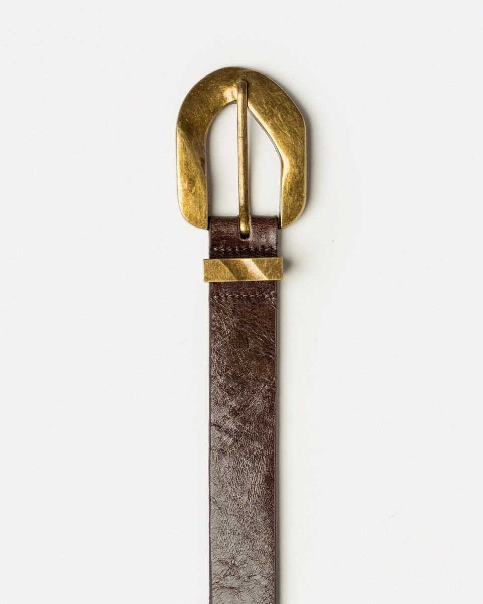 Cinturon Gang en cuero arrugado - Marron 