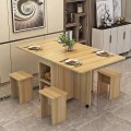 Mesa Plegable Giratoria Con 4 Bancos madera claro