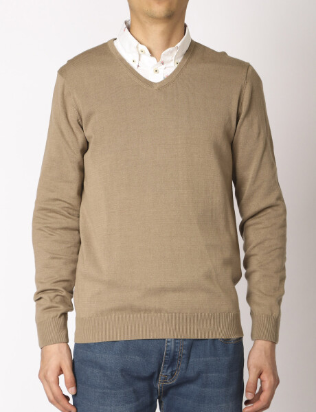 Sweater Escote En V Harrington Label Beige