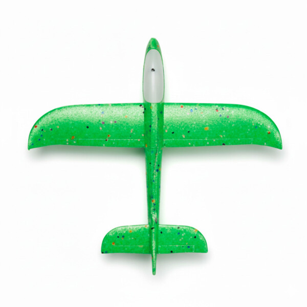 Avion Planeador Cometa Espuma Con Luces Led 48 Cm Lanzable Color Verde