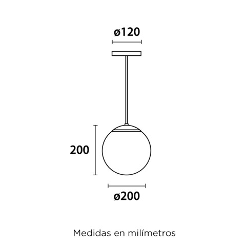 Colgante globo negro vidrio ámbar E27 Ø200mm BM2010