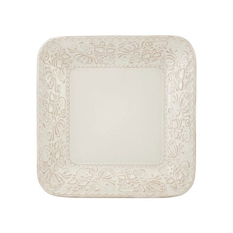 PLATO CUAD PLAYO CERAMICA MARFIL 26.5X26.5CM Unica
