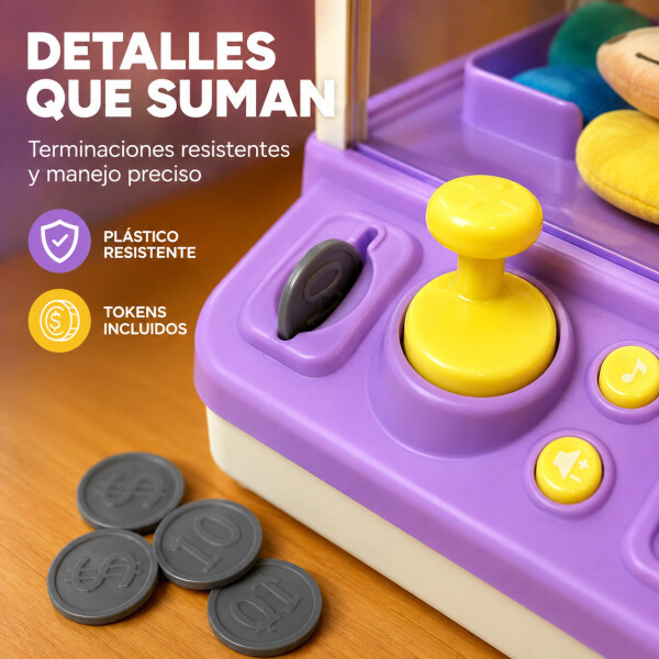 Máquina Infantil Grúa Agarra Juguetes Peluches Con Sonido Variante Color Violeta