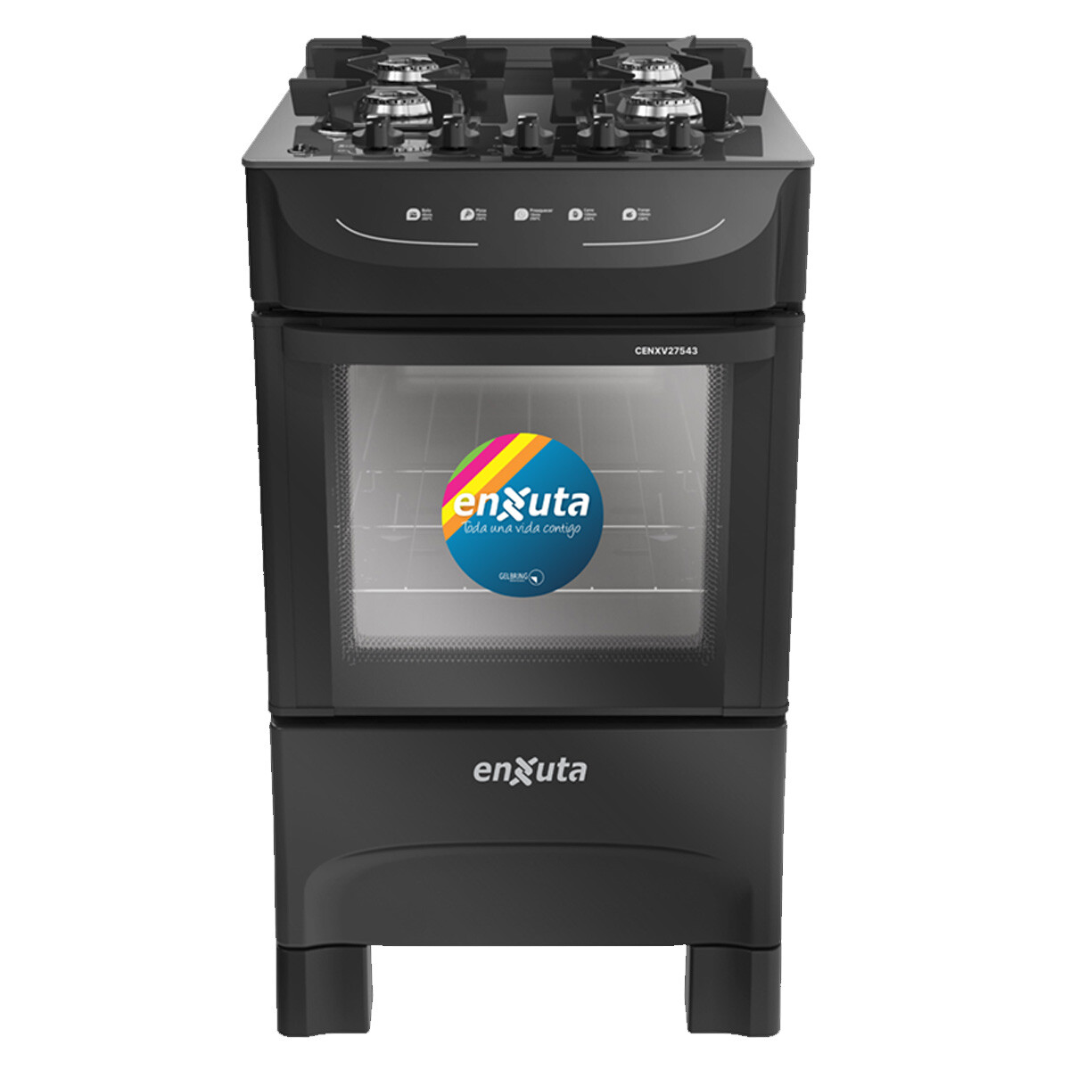 COCINA SUPERGAS 4 HORNALLAS NEGRA MESADA DE VIDRIO Y TERMOCUPLA ENXUTA 