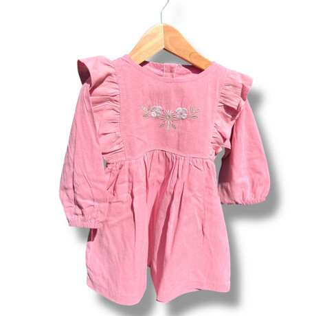 Vestido Tusor Rosado Bordado Vestido Tusor Rosado Bordado